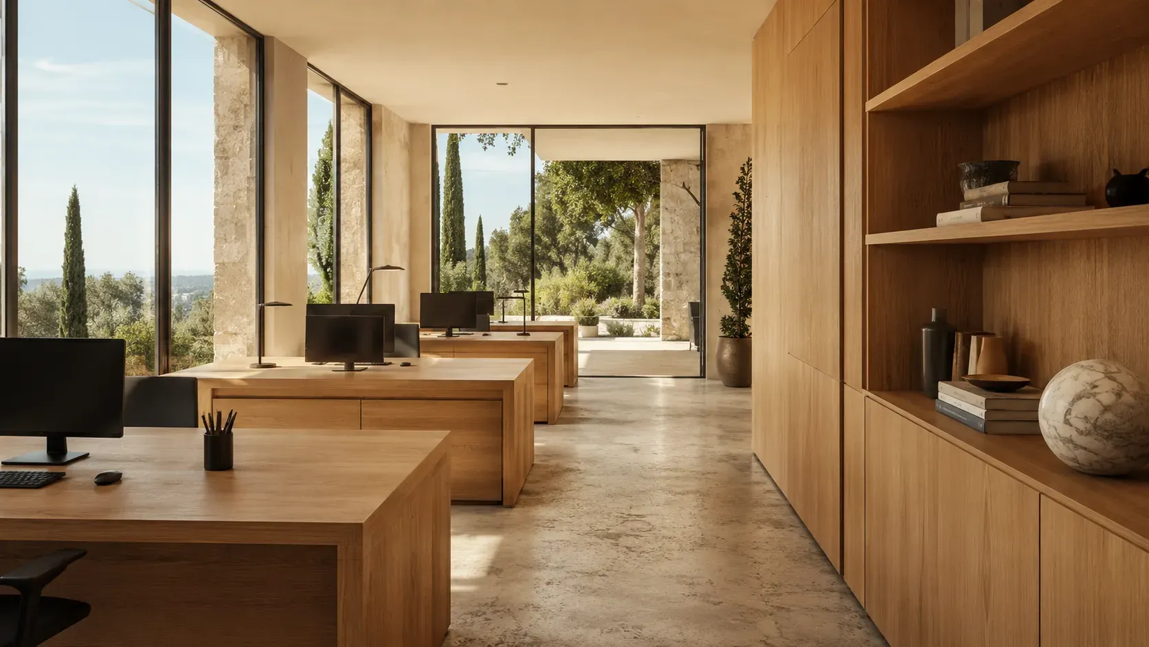 Agencement de bureaux en bois sur-mesure dans les Alpes-Maritimes