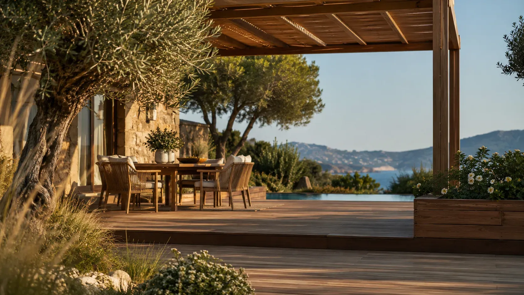 Aménagement extérieur en bois sur la Côte d'Azur