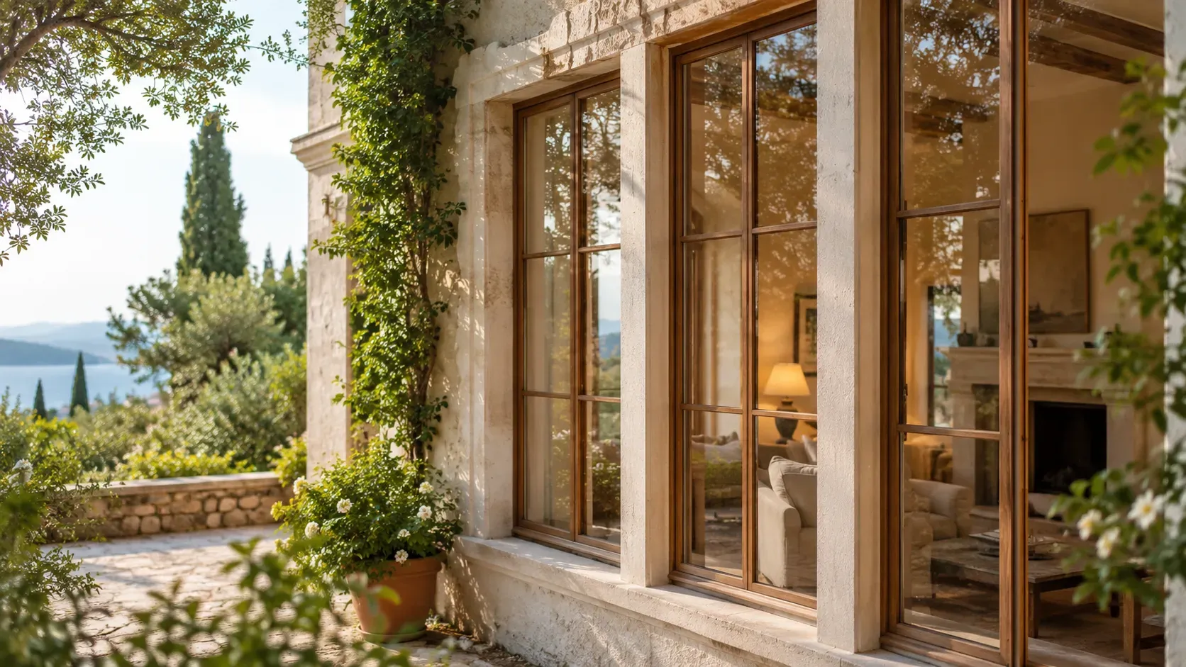 Fenêtres bois sur-mesure posées dans une villa de la Côte d'Azur