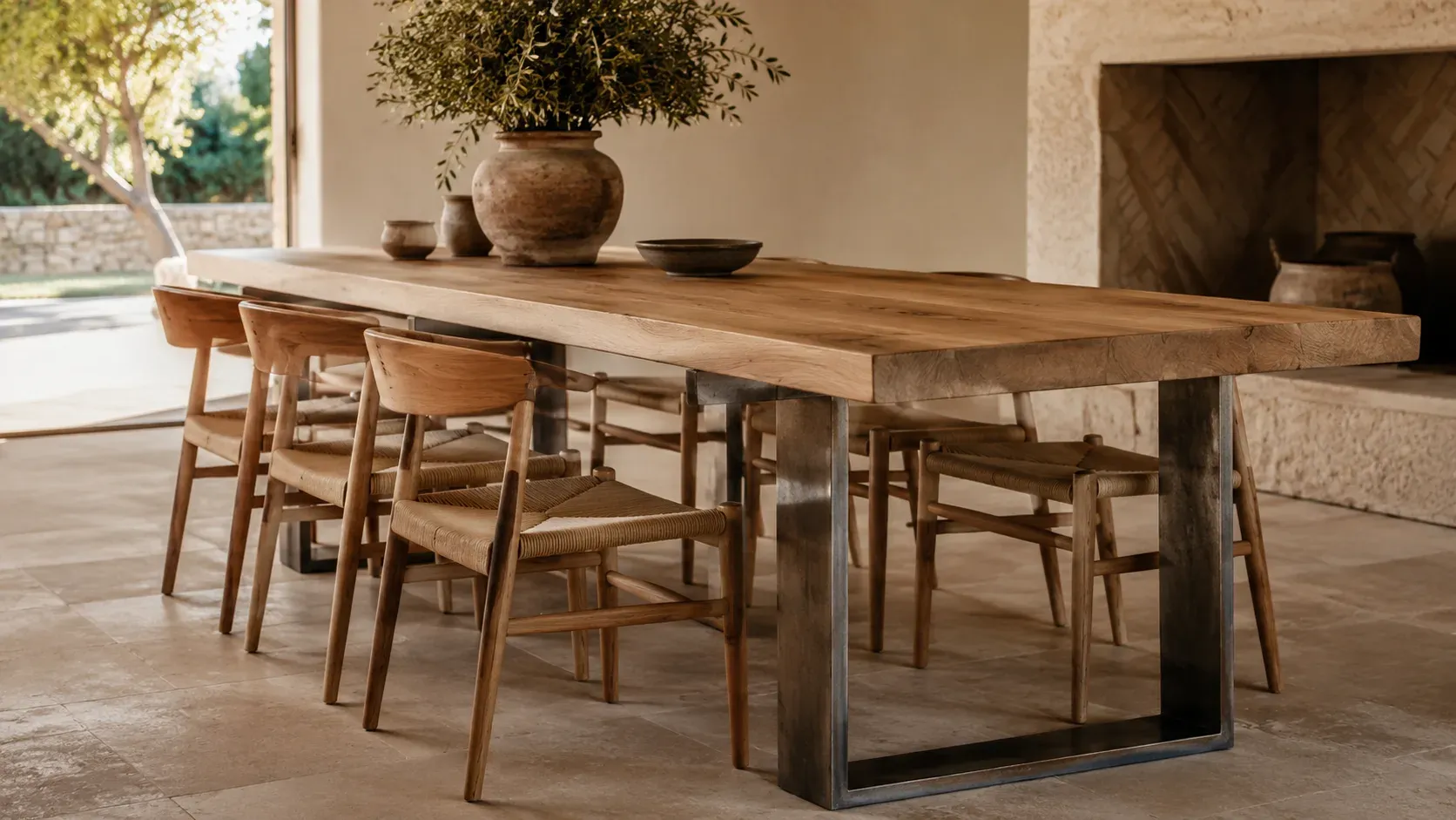 Table de salle à manger en chêne massif sur-mesure à Antibes