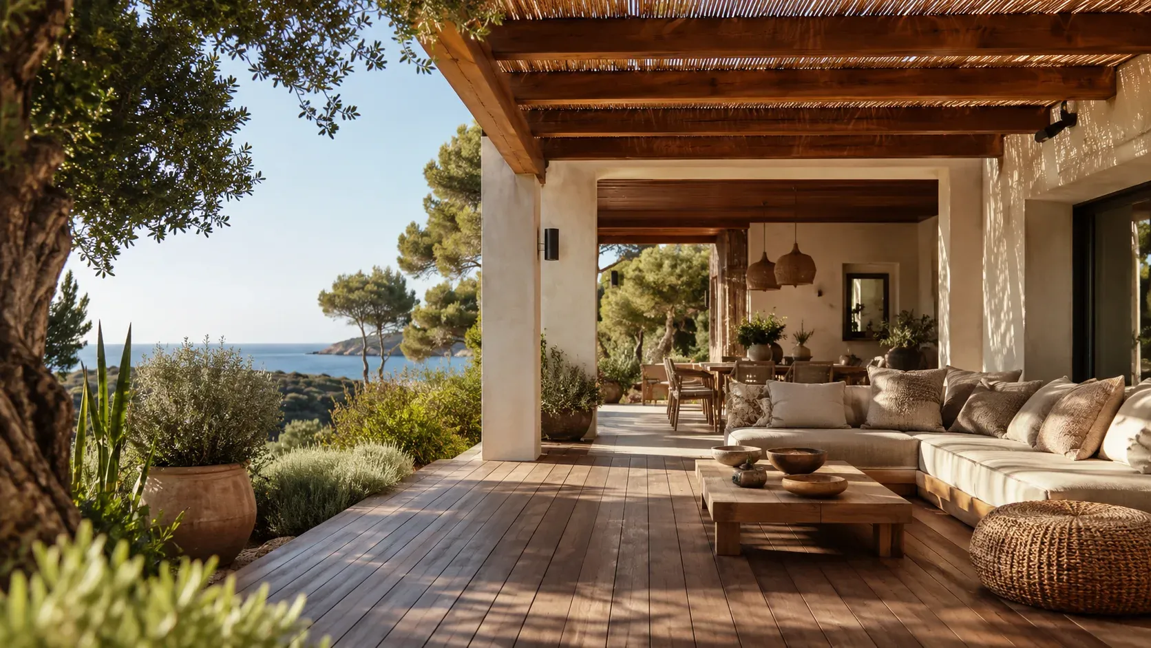 Terrasse bois sur-mesure pour villa méditerranéenne